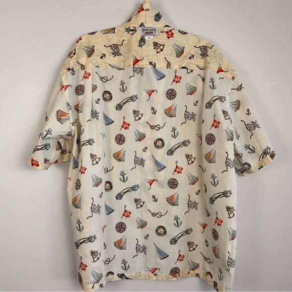 Pacific Legend Voyage Ivory Cotton Men's Hawaiian Shirt - Picture 10 of 13